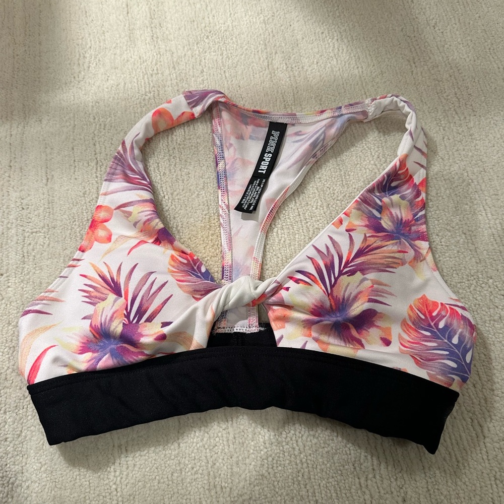 pink sport twist front sports bra
